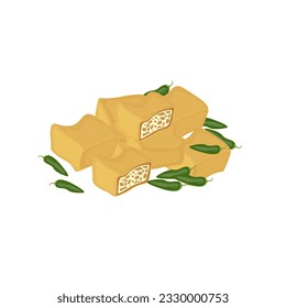 Logotipo de ilustración simple de tofu frito