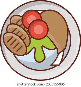 ilustración de fried Vector en un fondo transparente. Símbolos de calidad premium. Icono de color plano de línea vectorial para el concepto y el diseño gráfico.