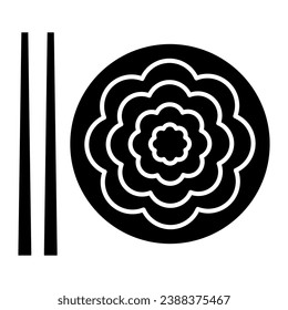 Icono sólido de fideos de Yakisoba fritos, concepto de comida asiática, fideos chinos remueven el símbolo del vector de platillos de frejoles sobre fondo blanco, ícono de estilo glifo para concepto móvil y diseño web. Gráficos vectoriales