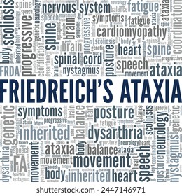 Friedreich's Ataxia word cloud conceptual design isolated on white background.