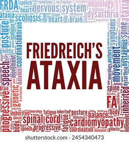 Friedreich's Ataxia word cloud conceptual design isolated on white background.