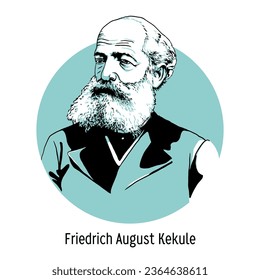 Friedrich August Kekule fue un químico orgánico alemán famoso por crear la teoría de la valencia. Ilustración vectorial dibujada a mano.