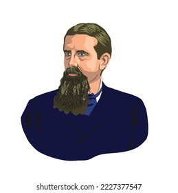 Friedrich Ratzel, portrait vector illustration.  German scientist. (1844-1904) He worked in the field of geography.