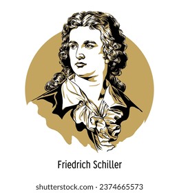 Friedrich Schiller was a German poet, philosopher, art theorist and playwright. Hand drawn vector illustration 