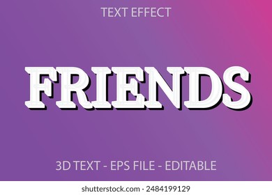 Friend 3d text effect and illustration