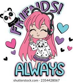 friend always girl panda design