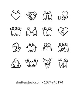 Friend, buddy and gay line icons. Friendship, harmony and friendly outline symbols isolated. Friends together, vector illustration