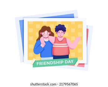 A Friend Celebrate Friendship day Together vector illustration.
Best Friend Forever Cartoon.
Friend Photo Album Concept.