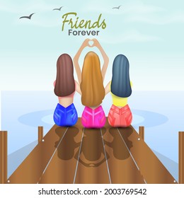 Friend celebrating Happy Friendship Day in vector