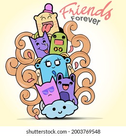 Friend celebrating Happy Friendship Day in vector