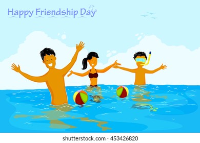 Friend celebrating Happy Friendship Day in vector