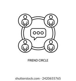 icono de línea de concepto de círculo de amigos. Ilustración de elemento simple. diseño de símbolos de contorno de círculo de amigos.