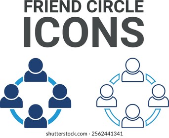 Friend circle icon. Contains friends, groups of friends, socialize, friendly, cheers, trust, suppor,t and best friends icons. Solid icon collection. Vector illustration.