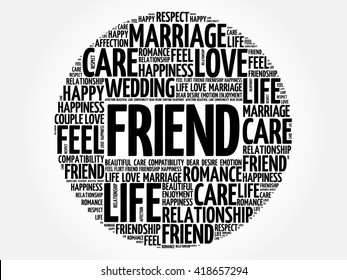 Friend circle word cloud collage concept