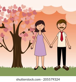 Friend design over landscape background, vector illustration