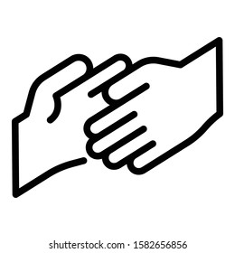Friend hand help icon. Outline friend hand help vector icon for web design isolated on white background