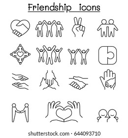 Friend & Harmony icon set in thin line style