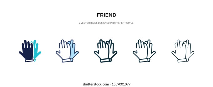 friend icon in different style vector illustration. two colored and black friend vector icons designed in filled, outline, line and stroke style can be used for web, mobile, ui