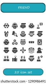  friend icon set. 25 filled friend icons. Simple modern icons about  - Friends, Avatar, Friend, Dog, Teamwork, Like, Hug, Nice, Add user
