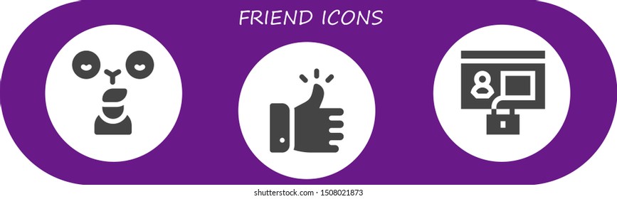 friend icon set. 3 filled friend icons.  Collection Of - Friends, Like, Profile icons