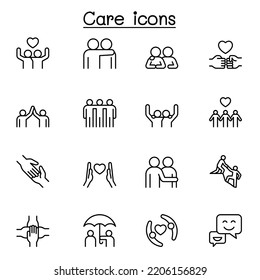 Friend icon set in thin line style