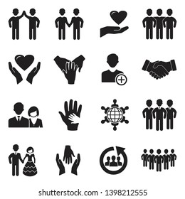 Friend Icons. Black Flat Design. Vector Illustration.