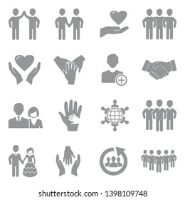 Friend Icons. Gray Flat Design. Vector Illustration.