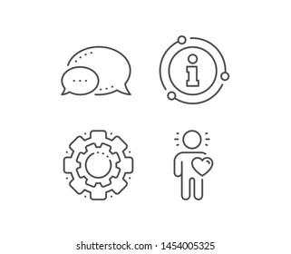 Friend line icon. Chat bubble, info sign elements. Friendship love sign. Assistance business symbol. Linear friend outline icon. Information bubble. Vector