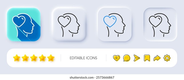 Friend line icon. Neumorphic, Flat shadow, 3d buttons. Friendship love sign. Assistance business symbol. Line friend icon. Social media icons. Vector