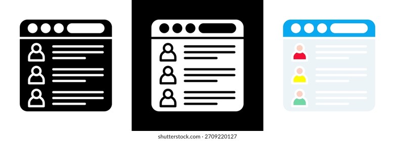 Friend List Icon Set Glyph vector Illustration