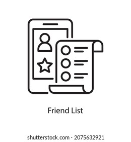 Friend List vector Outline Icon Design illustration. Social Media Symbol on White background EPS 10 File