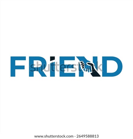Friend Logo Concept Featuring a Handshake, Demonstrating Unity and Support Within a Friendship Bond and Creating a Playful Wordmark