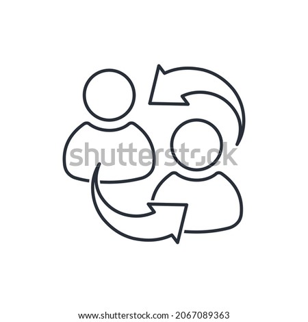 Friend loyalty program. Referral partner. Affiliate promotion method. Vector linear icon isolated on white background.