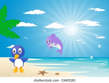 Friend on  beach