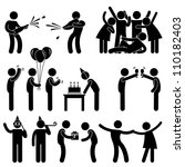 Friend Party Celebration Birthday Icon Symbol Sign Pictogram