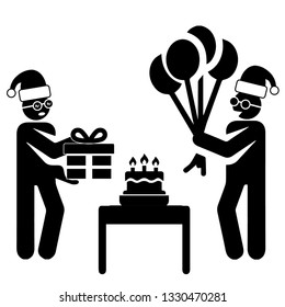 Friend Party Celebration Birthday Icon Symbol Sign Pictogram