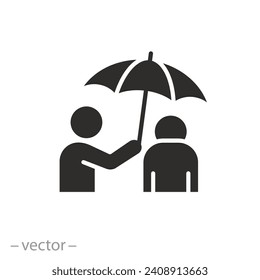 friend support, human with psychological problems icon, mental health, flat symbol on white background - vector illustration