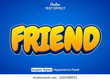 friend text effect with orange graphic style and editable.