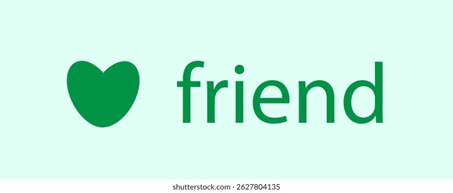 a friend text and a green heart on a light green background,