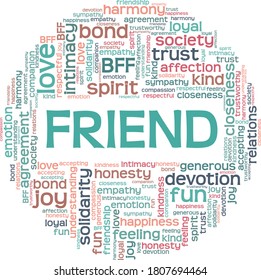 Friend vector illustration word cloud isolated on a white background.