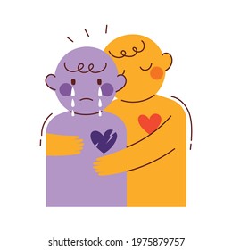 A friend who comforts you when you are sad and depressed. Psychological support concept vector illustration.