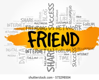 Friend word cloud, technology business concept background