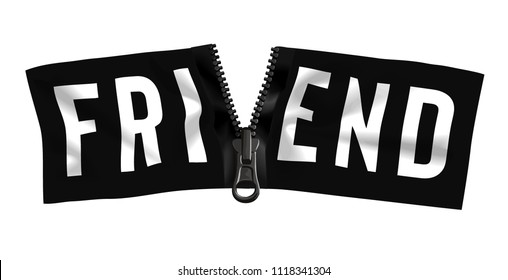 friend word on unzipped black banner illustration