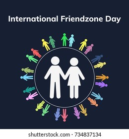 Friend zone Day. Man and woman silhouettes . Flat vector illustration