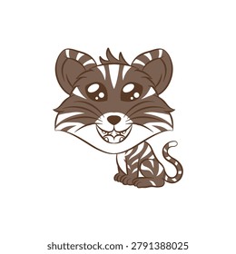 A friendly and adorable cartoon tiger cub featuring big expressive eyes and a playful smile. This high-quality vector illustration is perfect for children's logos, icons, and mascot designs.