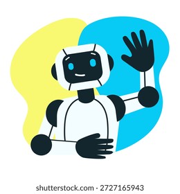 Friendly AI robot assistant waving hello