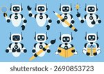 Friendly AI Robots Set with Different Activities and Emotions