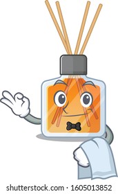 Friendly air freshener sticks Character stand as a Waiter character