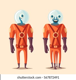 Friendly alien. Cartoon vector illustration