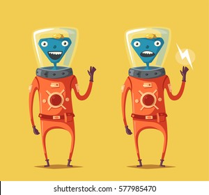 Friendly alien. Cartoon vector illustration